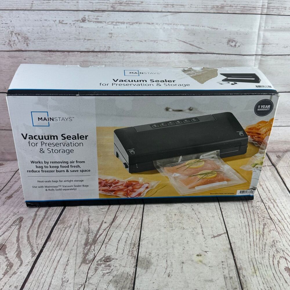 Mainstays Vacuum Sealer Black Moist Dry Seal Pulse Vac